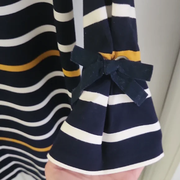 Ann Taylor Black, White, and Gold Striped Dress - Picture 2 of 5